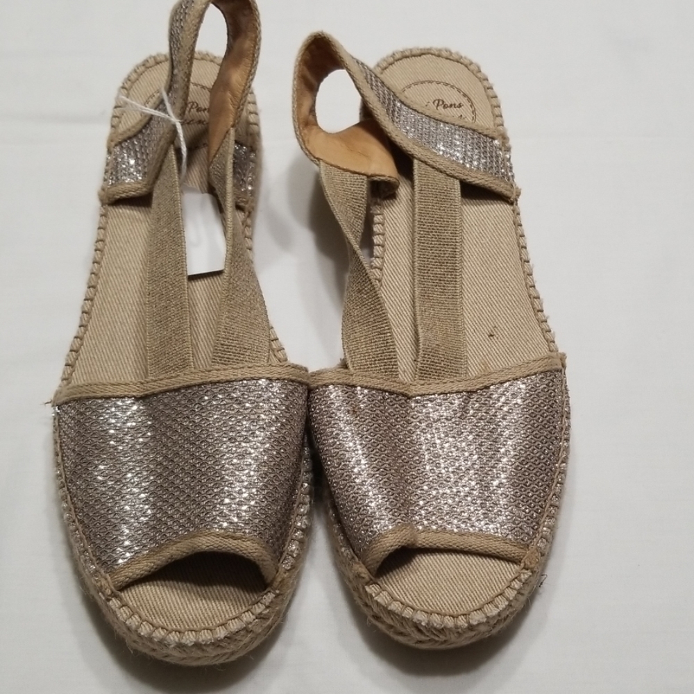 Toni Pons Origens Peep Silver Toe Espadrilles